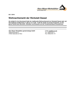 Harz-Weser-Werkst&auml;tten: Weihnachtsmarkt der Werkstatt Dassel