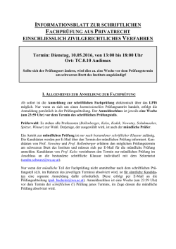 Informationsblatt zur Pr&uuml;fung WPR III
