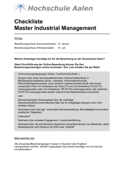 Checkliste Master Industrial Management