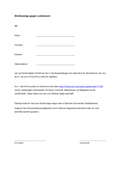 Strafanzeige gegen unbekannt - Alternative für Deutschland