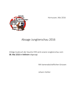 Absage Jungtierschau 2016