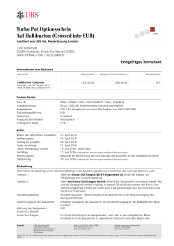 Termsheet vom Emissionstag