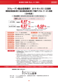 スウェーデン輸出信用銀行 2019年6月5日満期 期限前償還条項付 他社