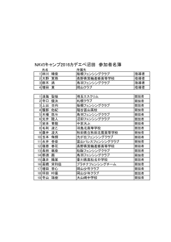 NAVIキャンプ2016カデエペ沼田 参加者名簿