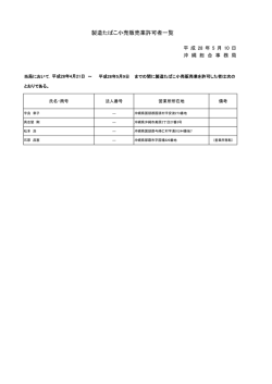 製造たばこ小売販売業許可者一覧