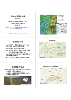 熊本地震調査結果 2016.5.9 被害調査行程 被災調査の観点