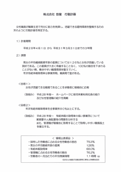 女性活躍推進法に基づく行動計画をアップしました。