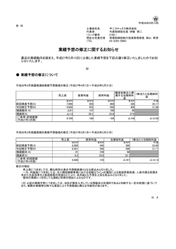 業績予想の修正に関するお知らせ