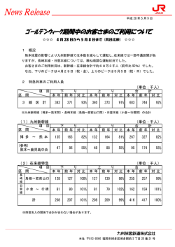 ｺﾞｰﾙﾃﾞﾝｳｨｰｸ期間中のお客さまのご利用について