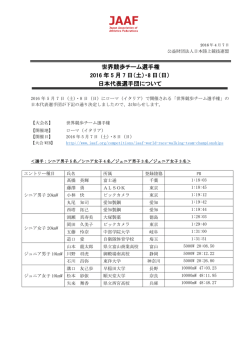 世界競歩チーム選手権 2016 年 5 月 7 日（土）・8