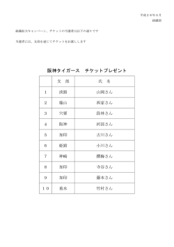 阪神タイガース チケットプレゼント