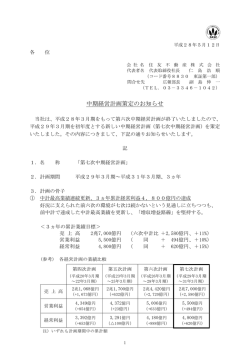 中期経営計画策定のお知らせ