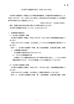 女川原子力発電所の状況（平成28年4月分）