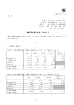 業績予想の修正に関するお知らせ