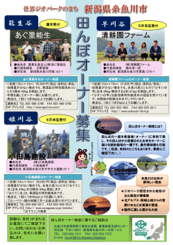 詳しくはコチラから【新潟県糸魚川市/田んぼオーナー募集】（pdf