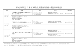 平成28年度 日本医師会生涯教育講座一覧表（6月分）