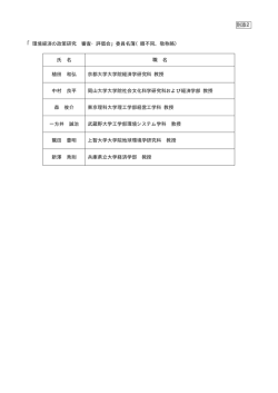 別添2 「環境経済の政策研究 審査・評価会」委員名簿（順不同、敬称略