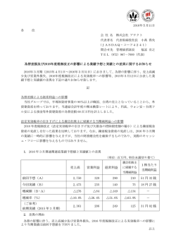 為替差損及び2016年度税制改正の影響による業績予想と実績