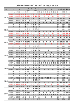 リバーサイドユースリーグ 1部リーグ 2016年度試合日程表