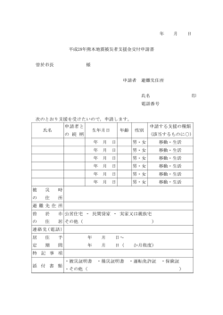 平成28年熊本地震被災者支援金交付申請書