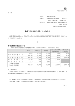 業績予想の修正に関するお知らせ