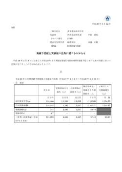 業績予想値と実績値の差異に関するお知らせ