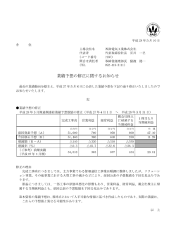 業績予想の修正に関するお知らせ