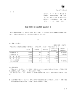 業績予想の修正に関するお知らせ