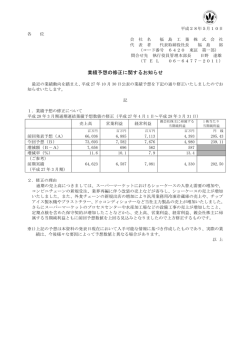 業績予想の修正に関するお知らせ
