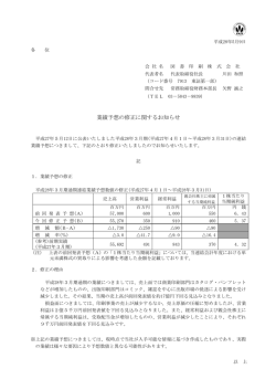 業績予想の修正に関するお知らせ