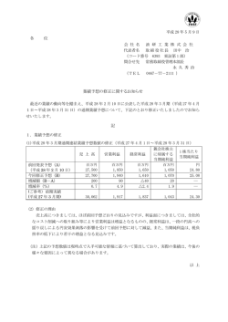 業績予想の修正に関するお知らせ