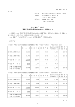 （訂正・数値データ訂正）「業績予想の修正に関するお知らせ」