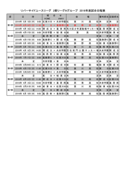 リバーサイドユースリーグ 2部リーグAグループ 2016年度試合日程表