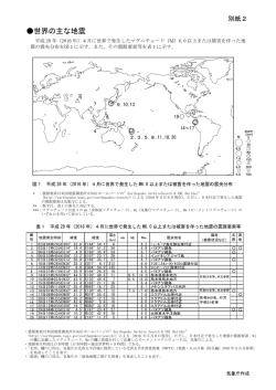 別紙2（世界の主な地震活動）