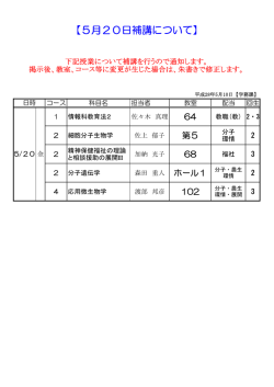 【5月20日補講について】