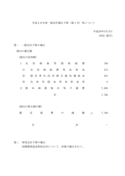 平成28年5月13日 (単位 億円) 第一 一般会計予算の補正 （歳出の追加