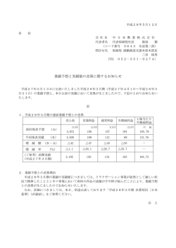 業績予想と実績値の差異に関するお知らせ