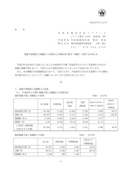 業績予想数値と実績値との差異および剰余金の配当（増配）