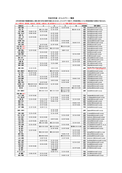 平成28年度 オフィスアワー一覧表