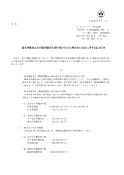 資本準備金及び利益準備金の額の減少並びに剰余