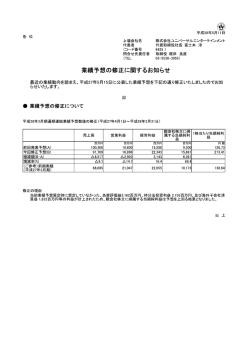 業績予想の修正に関するお知らせ - 株式会社ユニバーサル