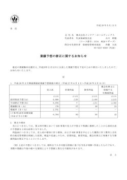 業績予想の修正に関するお知らせ - 株式会社インテア・ホールディングス