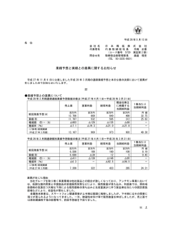 業績予想と実績との差異に関するお知らせ