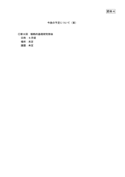資料4 今後の予定について（案） （PDF:32KB）