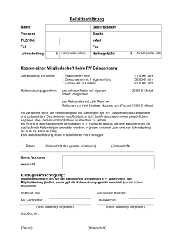 Beitrittserklärung Kosten einer Mitgliedschaft beim RV Dringenberg