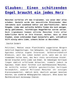 Glauben: Einen sch&uuml;tzenden Engel braucht ein