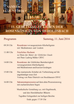 Programm am Gebetstag 2016 - Pilgerverein Heroldsbach