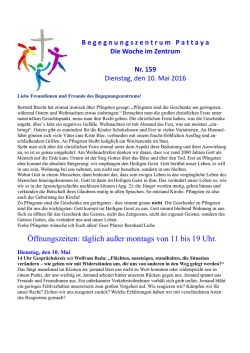 Die Woche im Zentrum Nr. 159 - Evangelische Gemeinde in Thailand