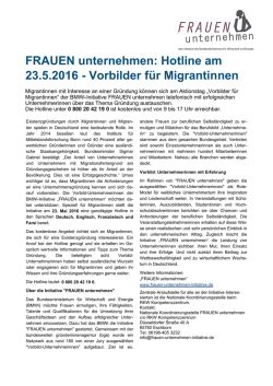 Hotline am 23.5.2016 - Vorbilder f&uuml;r Migrantinnen
