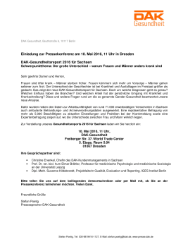 Einladung zur PK DAK-Gesundheitsreport Sachsen 2016